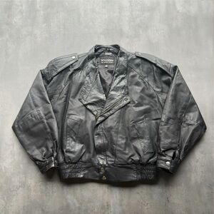 Vintage 90s Wilson’s Leather Thinsulate Black Leather Biker Bomber Jacket Mens L